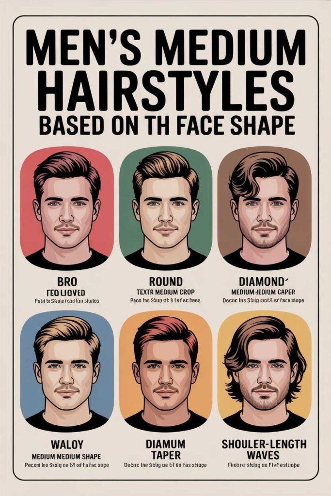 Men’s Medium Hairstyles Based on Face Shape