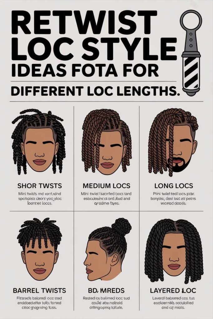 Retwist Loc Style Ideas for Different Loc Lengths