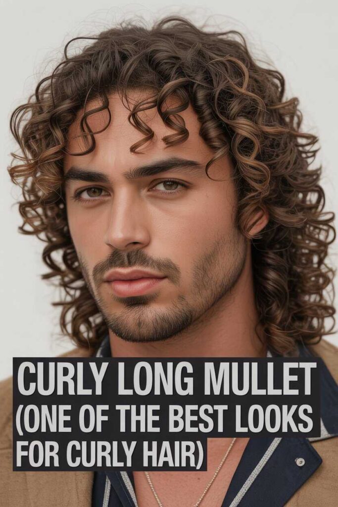 Curly Long Mullet (One of the Best Looks for Curly Hair)