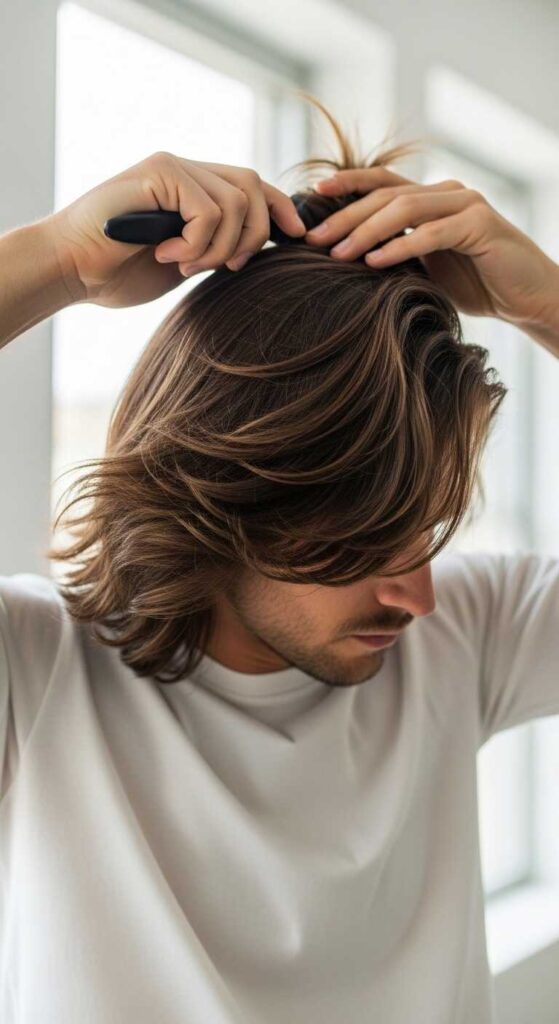 Styling Long Hair with Layers and Curtain Bangs