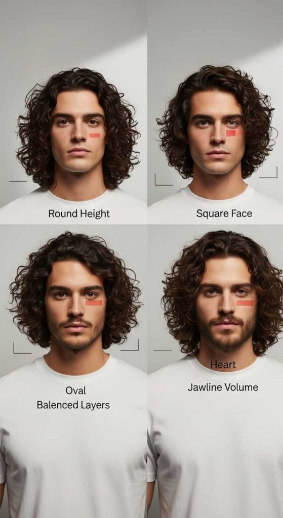 Long Curly Hair for Different Face Shapes