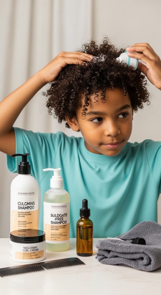 Hair Care Routine for Mixed Boys Curly Hair